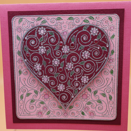 Burgundy/Pink Heart Ca6rd